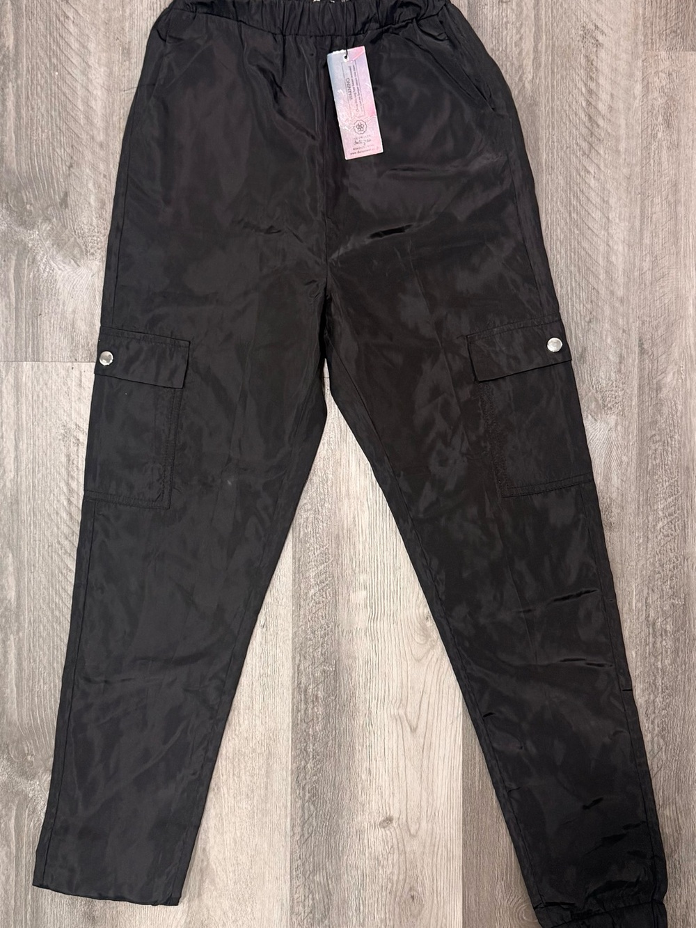 Women’s Black Cargo Joggers with Elastic Waist